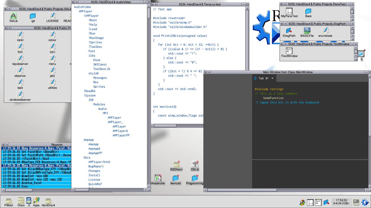 SimonAyersish's tweet image. Got a couple of weeks gap between jobs so caught up on some #RISC_OS programming. Can now drag a folder to an icon and display a basic tree view. Can load and save text files and already had a basic layout manager. Time to start building a text editor...