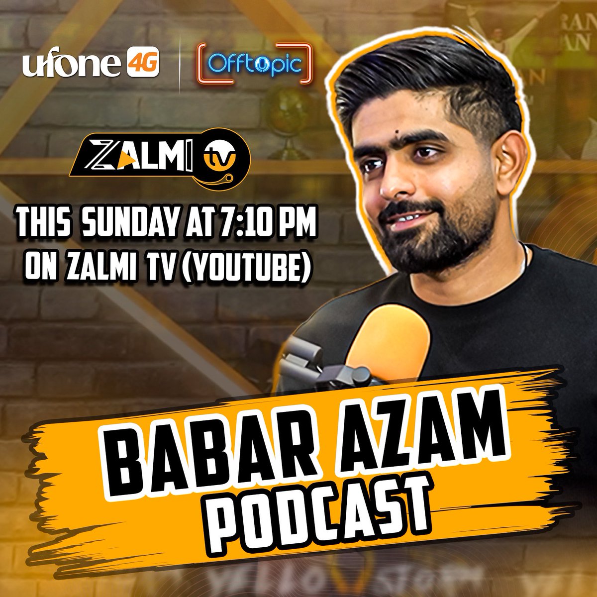 Get ready for the Babar Azam podcast, premiering this Sunday at 7:10 PM, only on Zalmi TV ⤵️ (In Thread) The most awaited podcast of the year!🔥 Off Topic with @Ufone #BabarAzam #BabarAzam𓃵 #BabarAzamPodcast #OffTopicPodcast #Zalmi #Ufone4G #UfonexZalmi #ZalmiTV