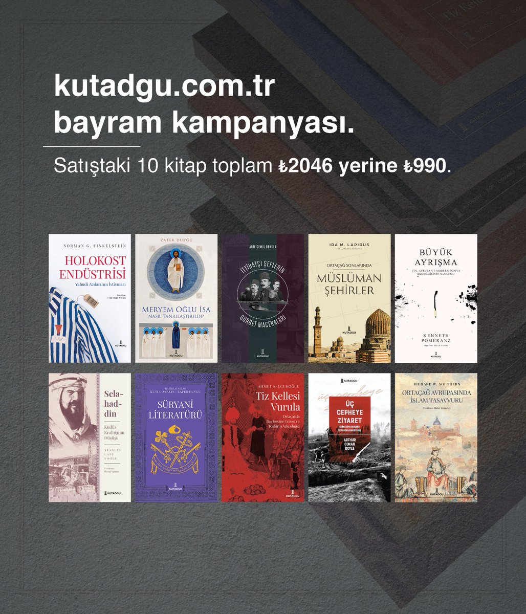 Kutadgu kitaplığı satışta olan toplam 10 kitabıyla şimdi sadece 990₺. 19 Nisan gecesine kadar sürecek olan Kutadgu Bayram İndirimini kaçırmayın. 🔗 kutadgu.com.tr/kutadgu