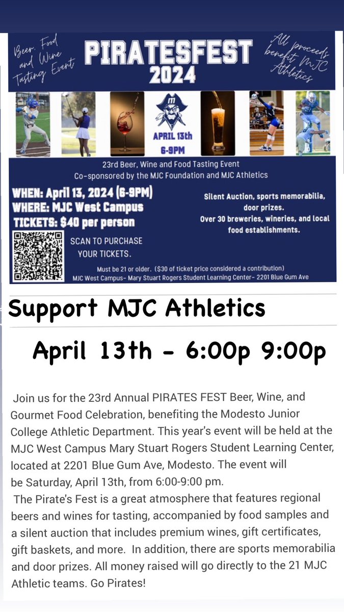 Have Plans Next Saturday- April 13th❓ Support @AthleticsMjc Come Have A Great Time, With Food Provided, And Meet Our Coaches And Athletes 🏴‍☠️ #PiratesFest24