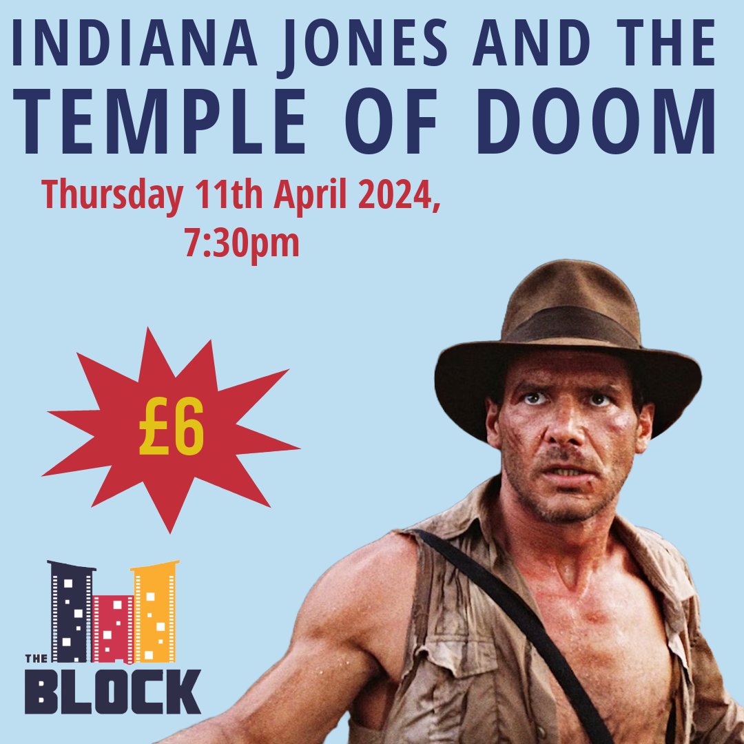 Join us on Thursday for Indiana Jones and the Temple of Doom. Archaeologist Indiana Jones is on the hunt for a mystical stone, when he stumbles upon a secret cult plotting a terrible plan 🎬 Tickets can be purchased online or on the door 🎟️ Refreshments included🍿