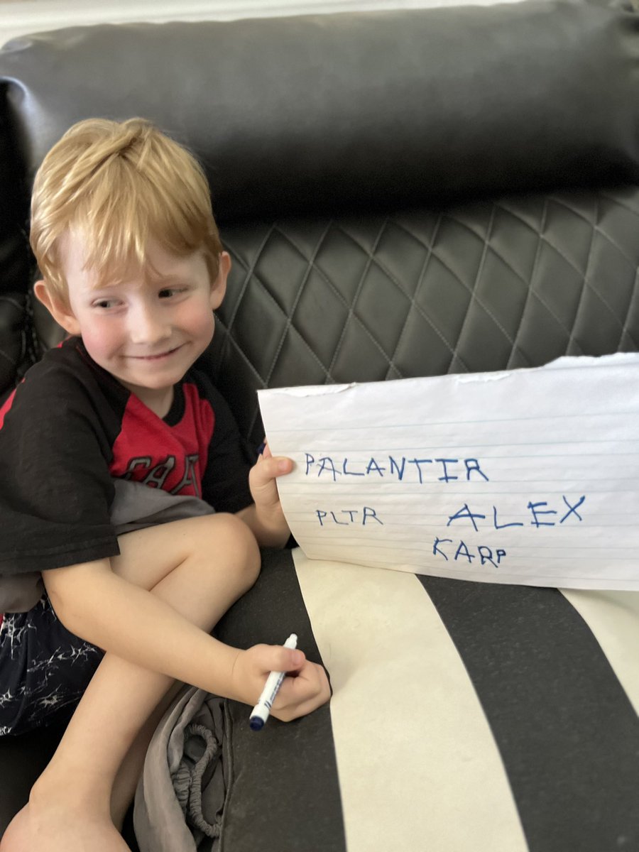 It’s been a hell of a week! But today has to be a rest day! Jayden was up all night sick. He woke up feeling a little better. So today’s lesson is @PalantirTech #AlexKarp and no better way to do it! Tuned in to @amitisinvesting @amitisinvesting he even asked me who’s this guy…