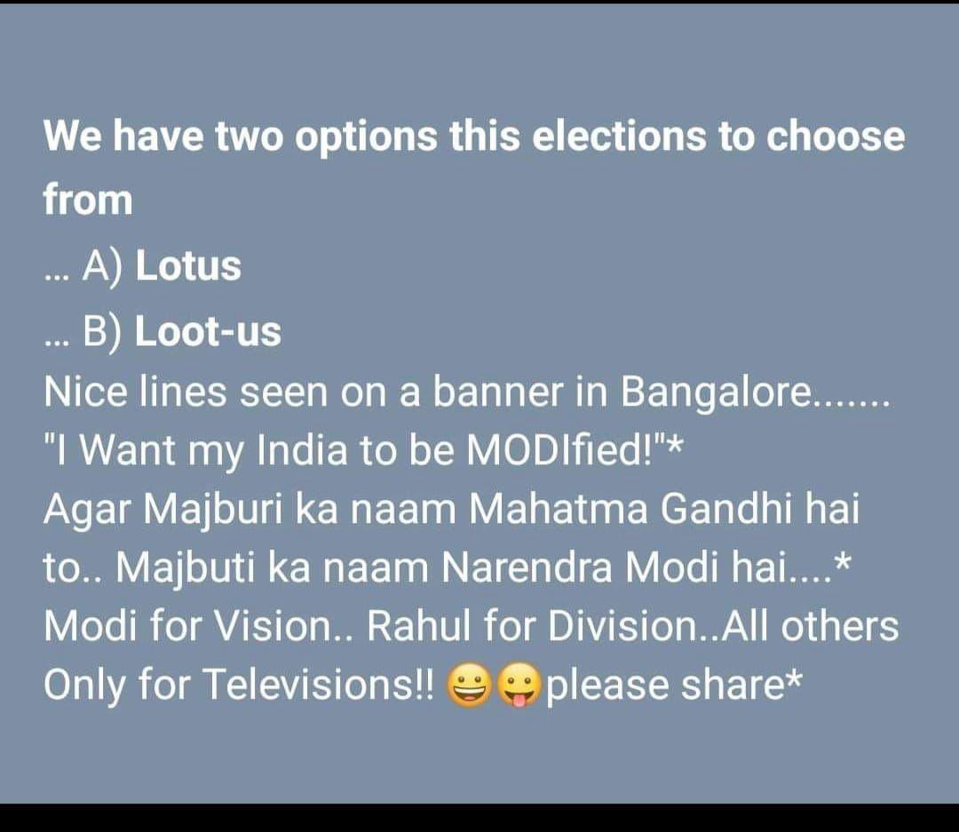 Very interesting banner in Bangalore city....