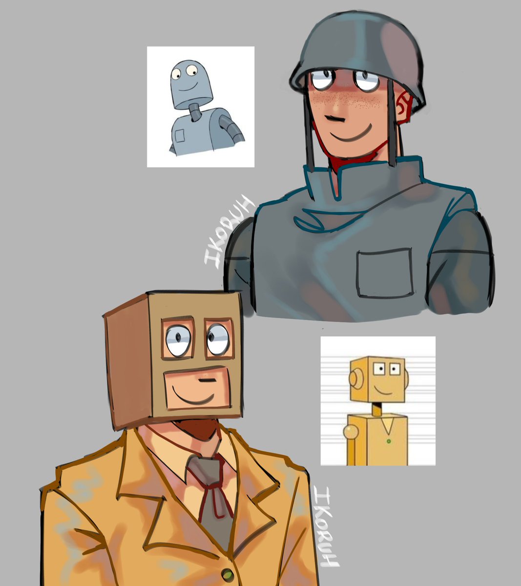Neocortexyz's tweet image. my interpretation of what they would look like in human version
tin would be like a man with a super elegant suit but with a silly box on his head and a robot like an innocent soldier (idk)

#RobotDreams #RobotDreamsfanart #MiAmigoRobot