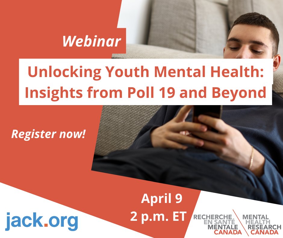 Join us and @jackdotorg for an engaging webinar where we'll explore the complexities of youth mental health in Canada. Let's work together to make a positive impact. April 9- 2 p.m. ET Register now! bit.ly/3Tzdcg7 #Youthmentalhealth