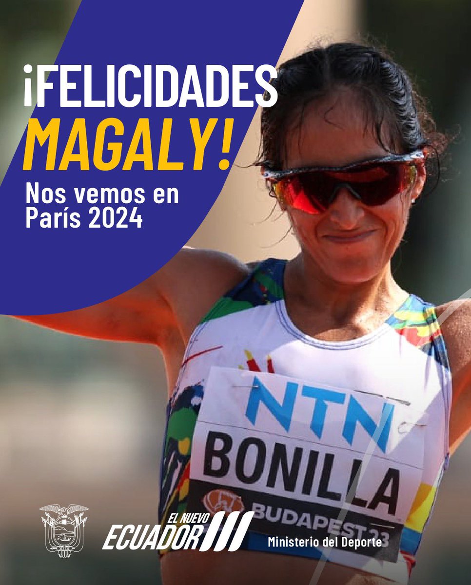 ¡Felicidades Magaly! 🤩 La tricolor estableció la marca mínima y se convirtió en la atleta ecuatoriana número 23 para estar en Juegos Olímpicos . ¡Nos vemos en @Paris2024 !