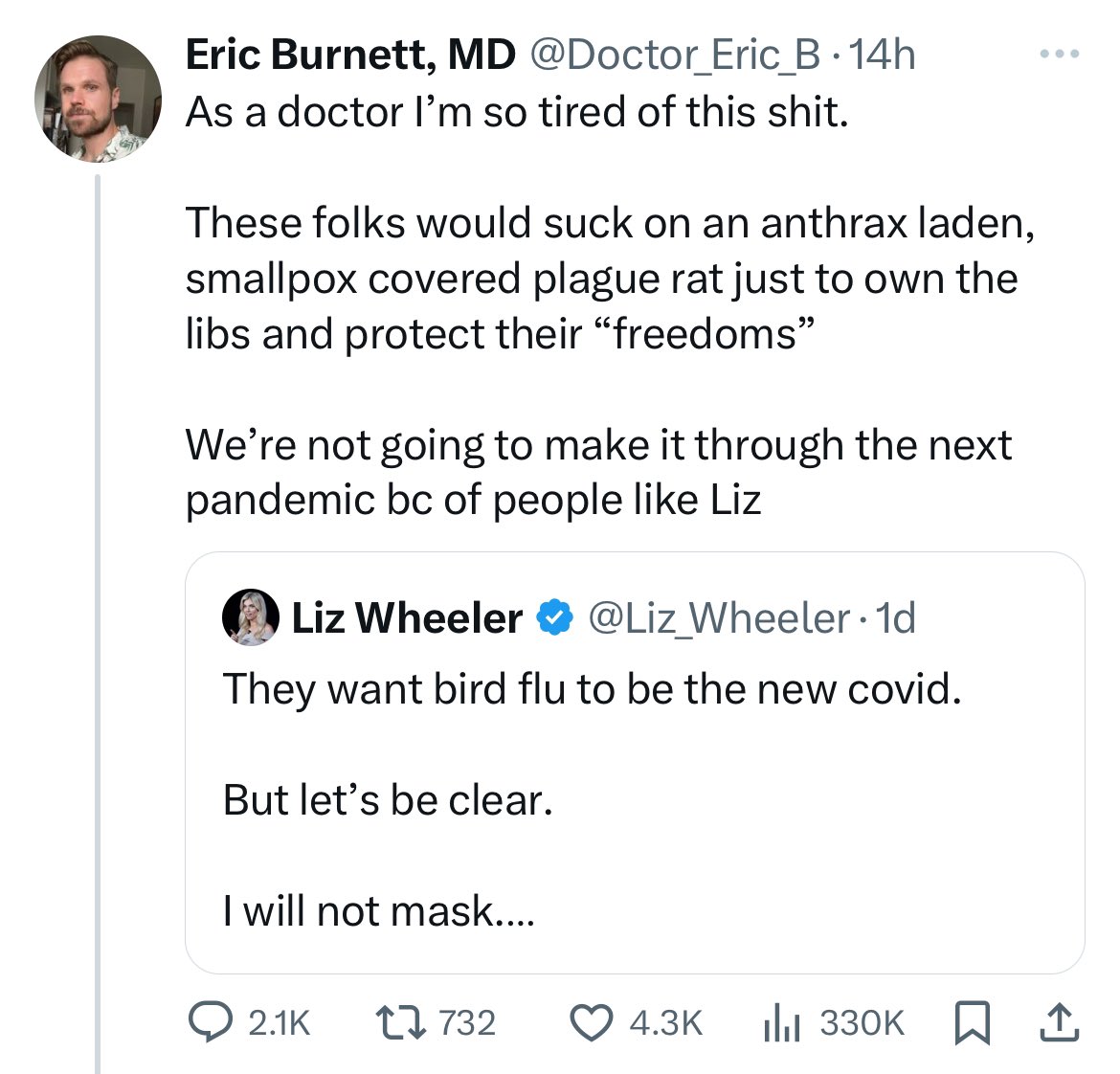 There isn’t going to be a next pandemic if people like you don’t cause it. The last serious influenza epidemic was over a century ago; Covid almost certainly resulted from lab work. At this point virologists, not viruses, are the bigger danger.