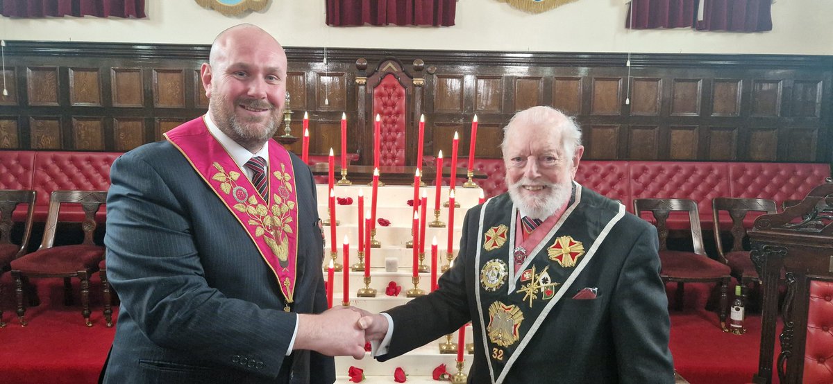 RichyEvs1981's tweet photo. A fantastic afternoon and an absolute privilege to Enthrone one of our founder members as MWS of the Abaty Margam Chapter in the presence of the Inspector General and District Recorder #RoseCroix https://t.co/nWc3qeTePW
