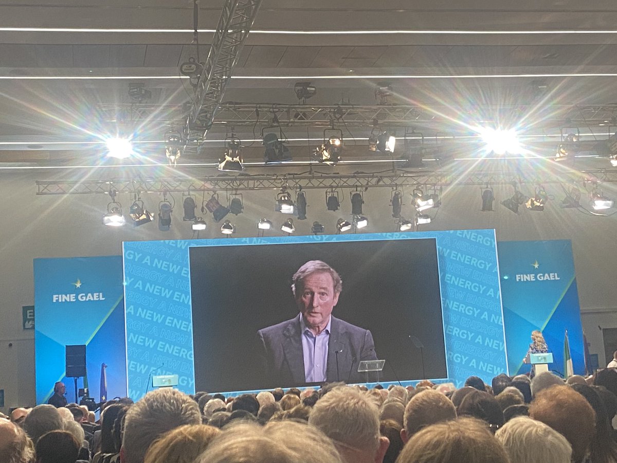 Enda Kenny is beamed into the Fine Gael Ard Fheis from New Zealand. Says the next election will be “the mother and father of all elections” @rtenews