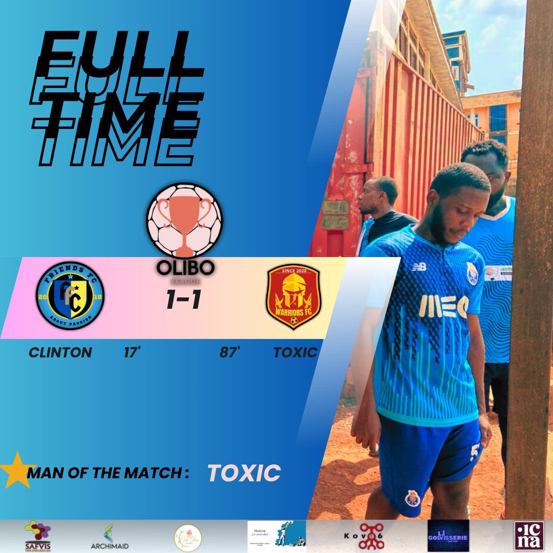 Oliboleague's tweet photo. Le premier match de notre championnat s’est soldé par un sublime match nul entre les deux formations.  
Un splendide coups francs de @landrymbakpi pour le @friendsfootbal1 et une magnifique égalisation de la tête de TOXIC des @WarriorsFC237. https://t.co/U0RpvVWwzm