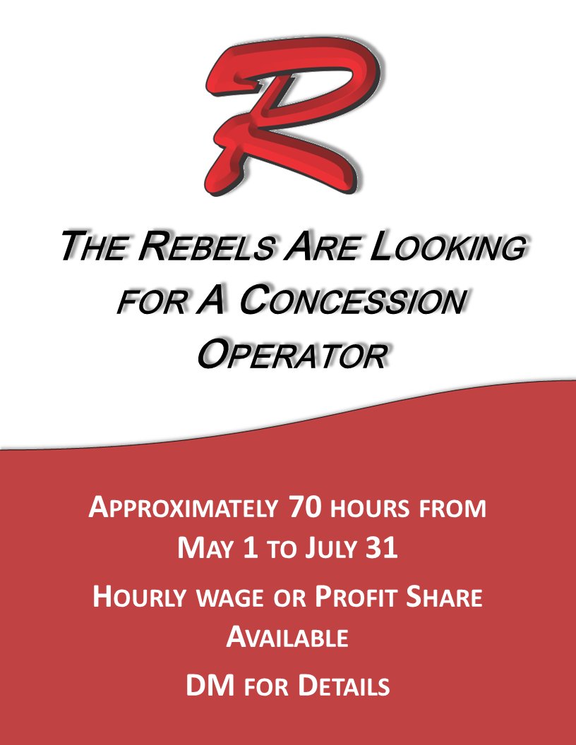 FortJrRebelsLax's tweet photo. With our temporary move the Moyer Recreation Centre, we need someone to manage the concession in the arena. This is a paid position with volunteer support provided. Not-for-Profit organizations welcome! https://t.co/bENw3jUvw6