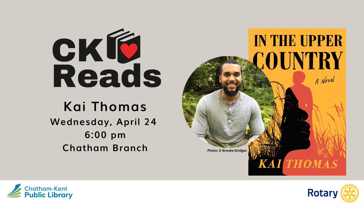 Chatham-Kent Public Library will be hosting CK Reads author, Kai Thomas for a visit at CKPL's Chatham Branch on April 24th.
Registration is not required. Please call 519.354.2940 for additional details.
#YourTVCK #TrulyLocal #CKont #CKReads #CKAuthor #KaiThomas