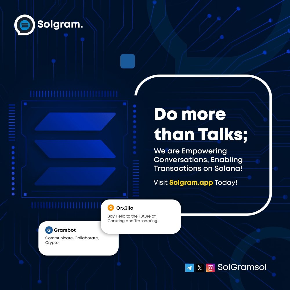 Hey Guys. 

<a href="/Solgramsol/">Solgram</a>  serves as a communication protocol within the #Solana  blockchain, introducing a Web3 environment for text, voice, and video calls, mirroring the features of Web2.

🗨️ $GRAM Exceptional advantages:   

💬Versatile communication protocol
💬Efficient