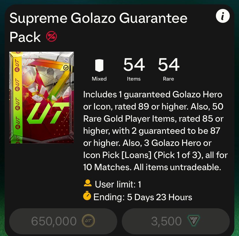 FUT_Rory's tweet photo. 🚨 Supreme Golazo pack giveaway ✅

Just retweet &amp; be following me to enter 🤝

Winner picked very soon ❤️ https://t.co/1h9N4lsKtY