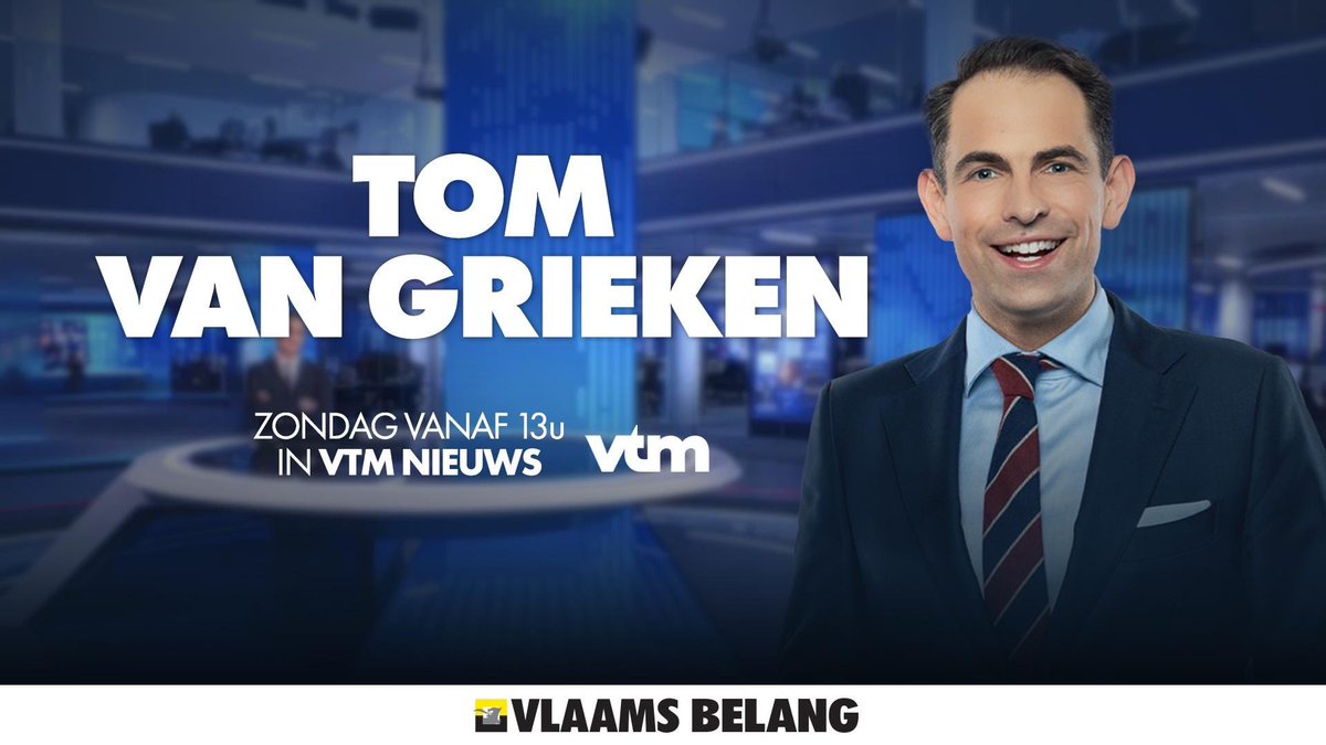 Kijktip! Morgen is onze voorzitter @tomvangrieken de centrale studiogast in het middagjournaal van #VTMnieuws. Volg zondag het gesprek vanaf 13u mee op VTM.