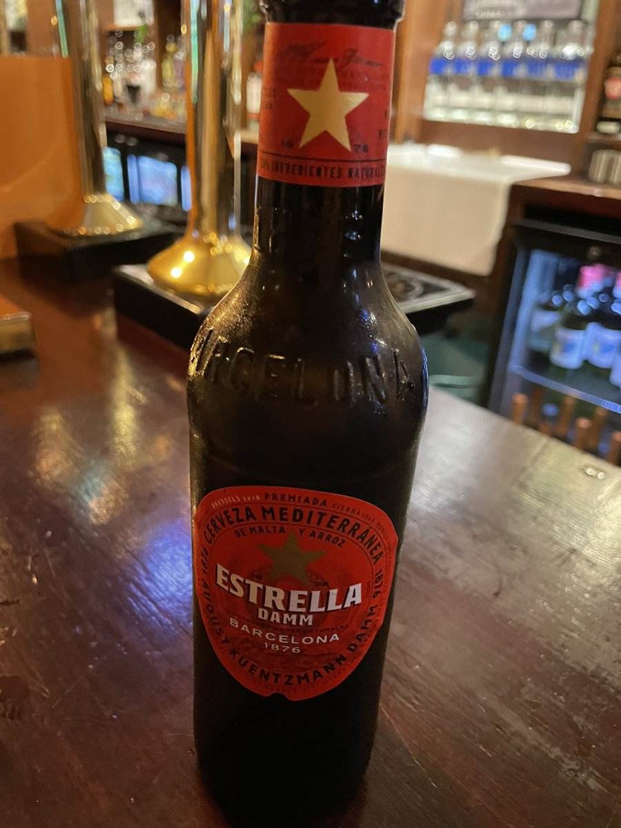 Estrella Damm up next (from earlier home with feet up 😉)