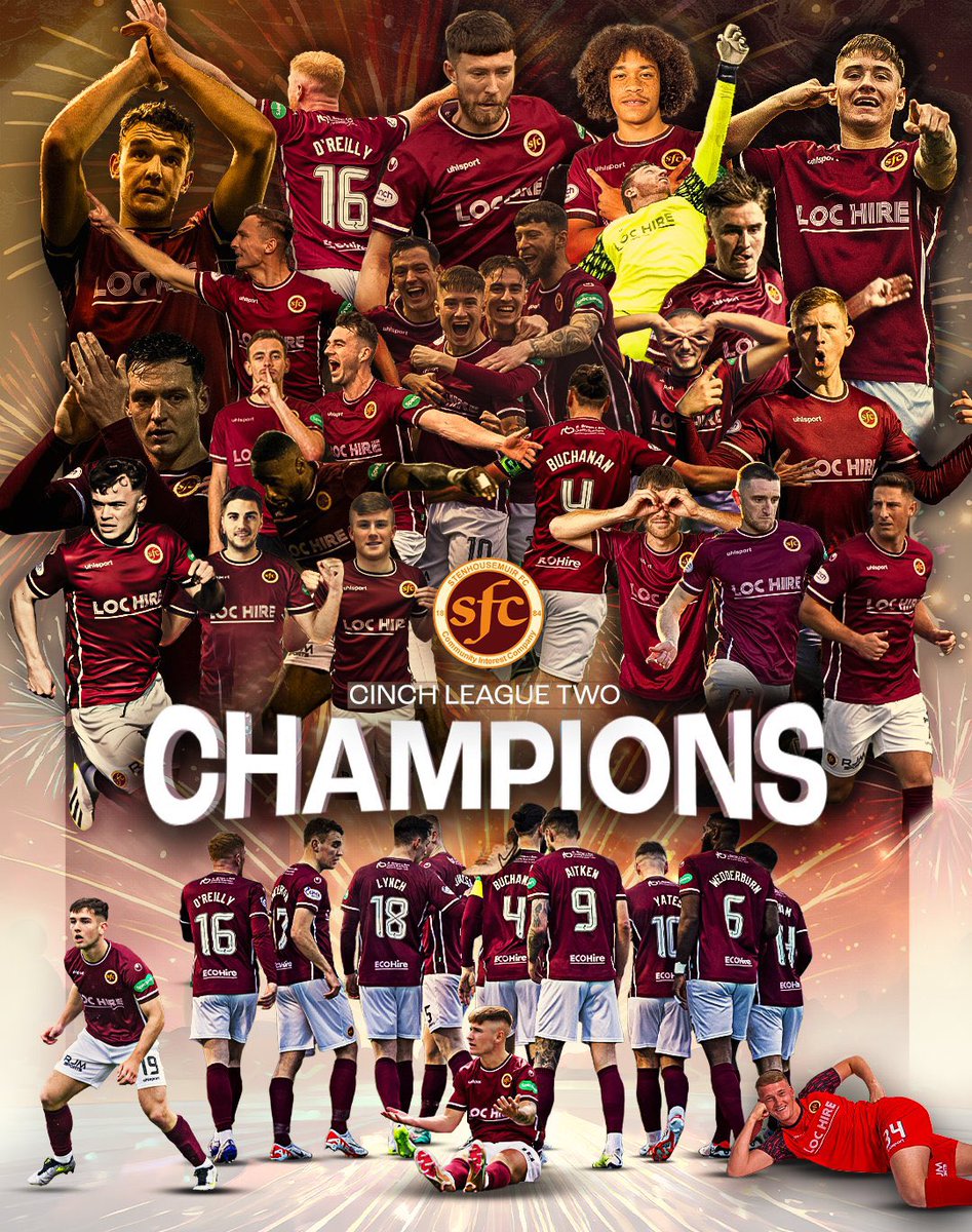 🏴󠁧󠁢󠁳󠁣󠁴󠁿 History made in Scotland as Stenhousemuir win their FIRST EVER league title! The Warriors have absolutely blitzed League 2 this season and winning their first ever league trophy at home makes it all the sweeter for the fans. History made! Congrats Stenny 👏 🏆