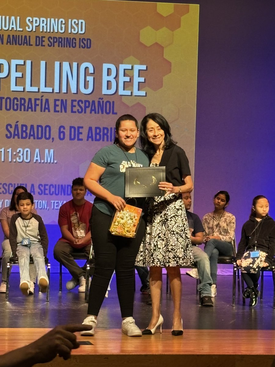 Congratulations to Regina for placing 3rd place in the Spring ISD Spanish Spelling Bee! We are Cougar proud! @SpringISD @NirmolLim