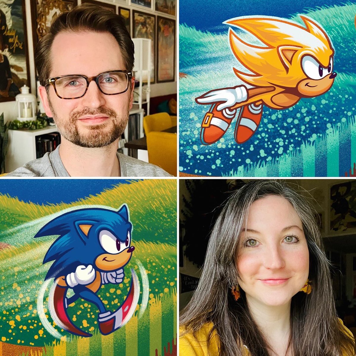 Here’s a glimpse at how my officially licensed Sonic 2 print for @MoorArtGallery came to life! This piece was a VERY special team up with my husband (Adam Hunter Peck), who is both a trained illustrator and a Sonic fan! He sketched, I illustrated! Cheers to teamwork! ❤️