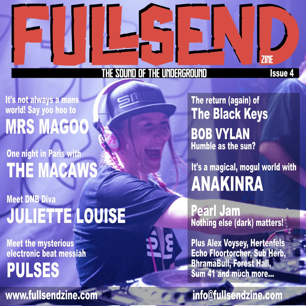 Mrs Magoo (@mrsmagoo_dnb) on Twitter photo Big love to <a href="/CircleRed_DNB/">Circle Red</a> for inviting me to take part in an interview for Full Send Zine. It was a really fun Q&A!
Peep the 🔗 fullsendzine.com
The April issue of Full Send Zine is now live & packed with great interviews, reviews & news from the sounds of the underground Big love to <a href="/CircleRed_DNB/">Circle Red</a> for inviting me to take part in an interview for Full Send Zine. It was a really fun Q&A!
Peep the 🔗 fullsendzine.com
The April issue of Full Send Zine is now live & packed with great interviews, reviews & news from the sounds of the underground