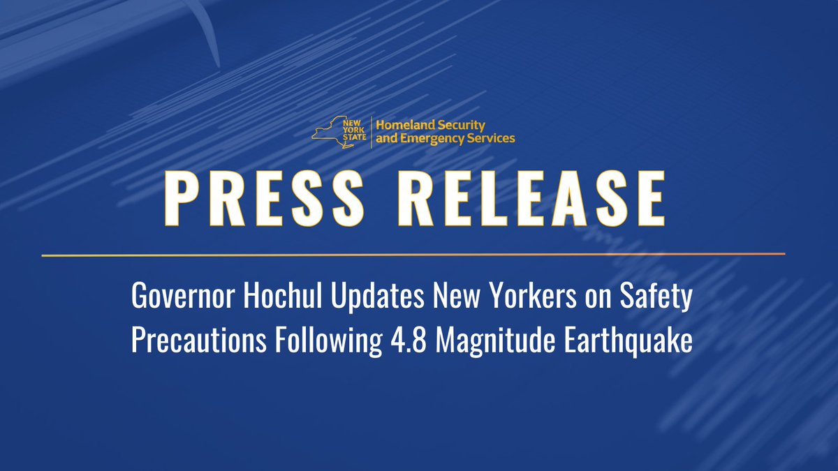 The NYS Watch Center is in enhanced monitoring mode & continues to track seismic activity in coordination with @USGS_Quakes. State Emergency Management staff remains in contact with, and is prepared to support, local counterparts with any potential needs: on.ny.gov/4apLY2z