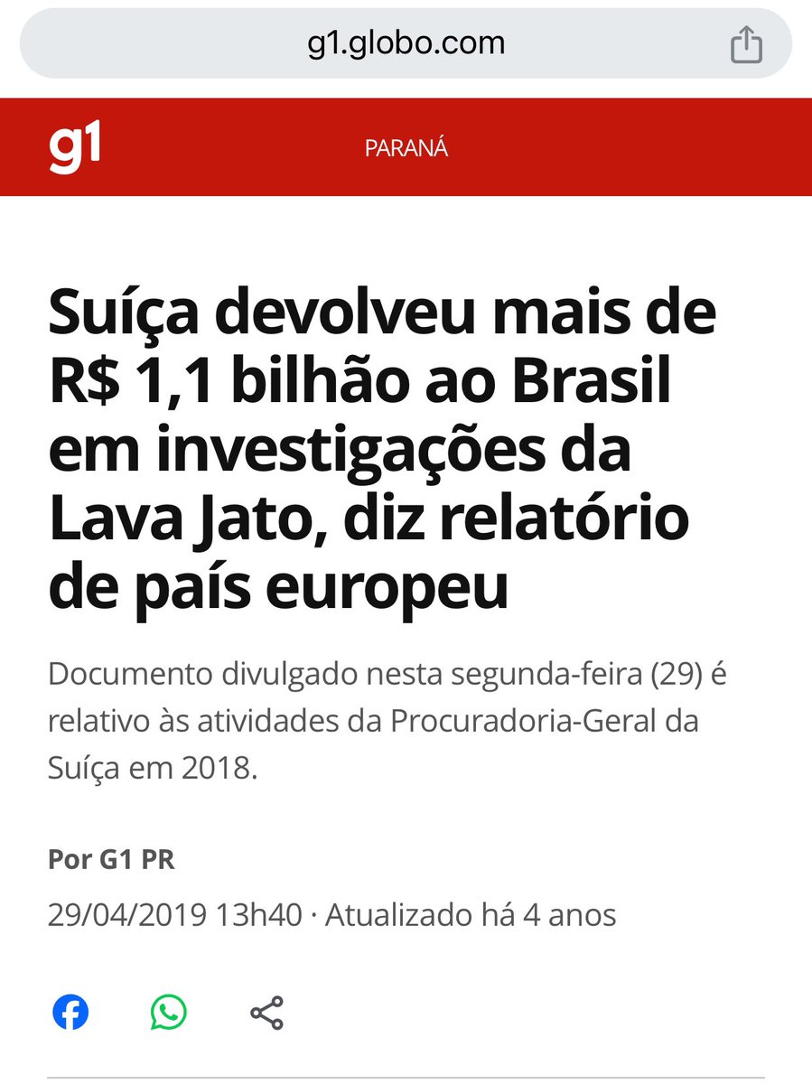 walmir_r's tweet photo. @RubinhoNunes Vão devolver os milhões que a Suíça 🇨🇭 devolveu das operações da lava jato ??? https://t.co/o7xYAye8Jc