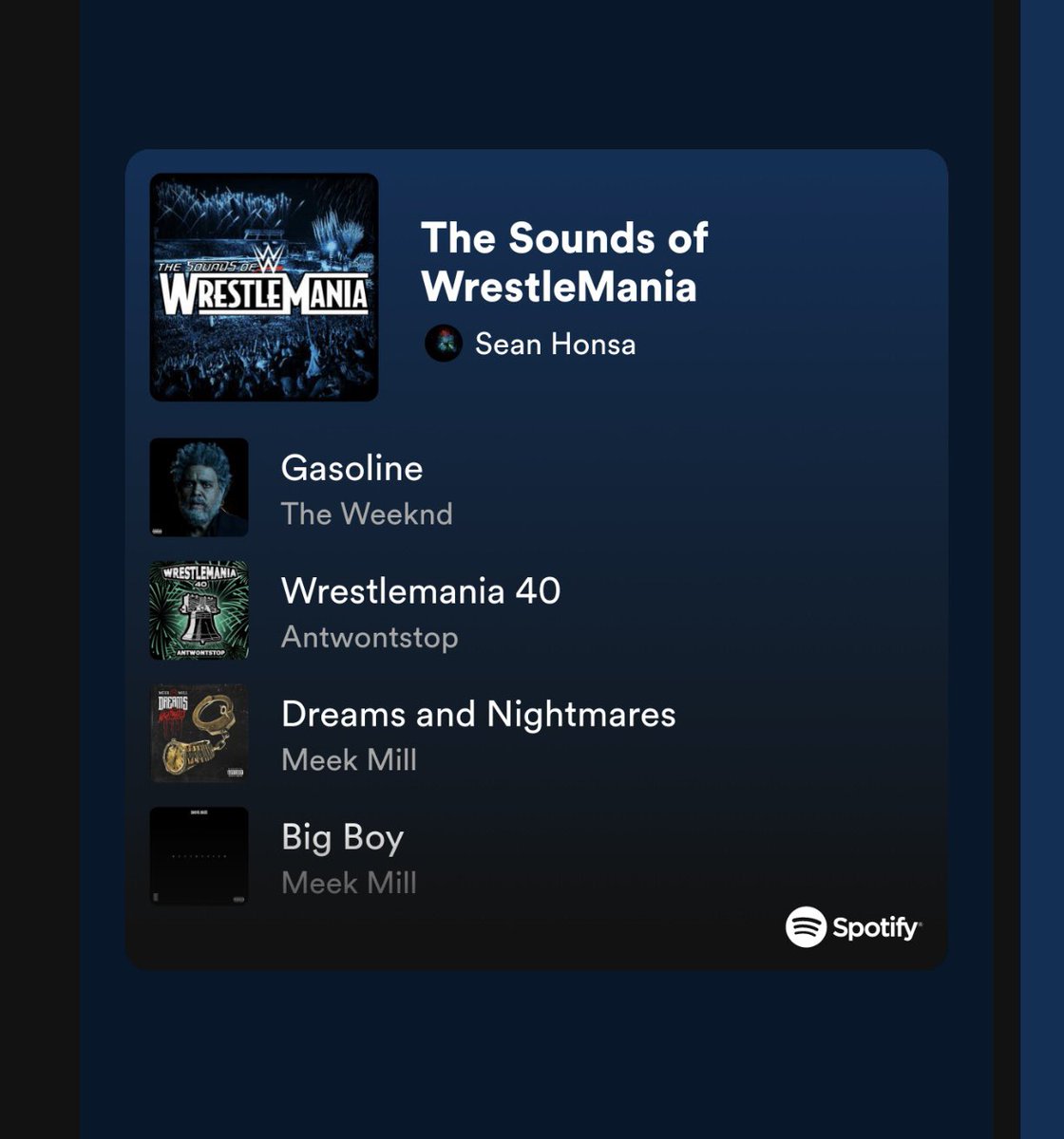 ANTwontstop's tweet photo. Check out @SeanHonsa Official Wrestlemania playlist to get you hyped for #Wrestlemania 

https://t.co/8BTh5Fape1 https://t.co/6leu8AAbin