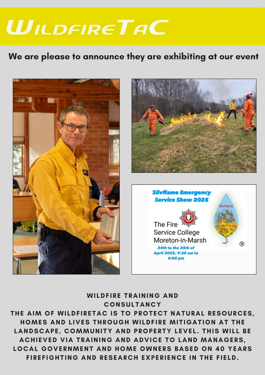 We are looking forward to seeing <a href="/WildfireTacAd/">Andy Elliott</a> exhibit at next year’s event 
#silvflameemergencyservicesshow2025 #fire #wildfire  #firefighting #fireman #wildfiretac #emergencyservices #exhibiting