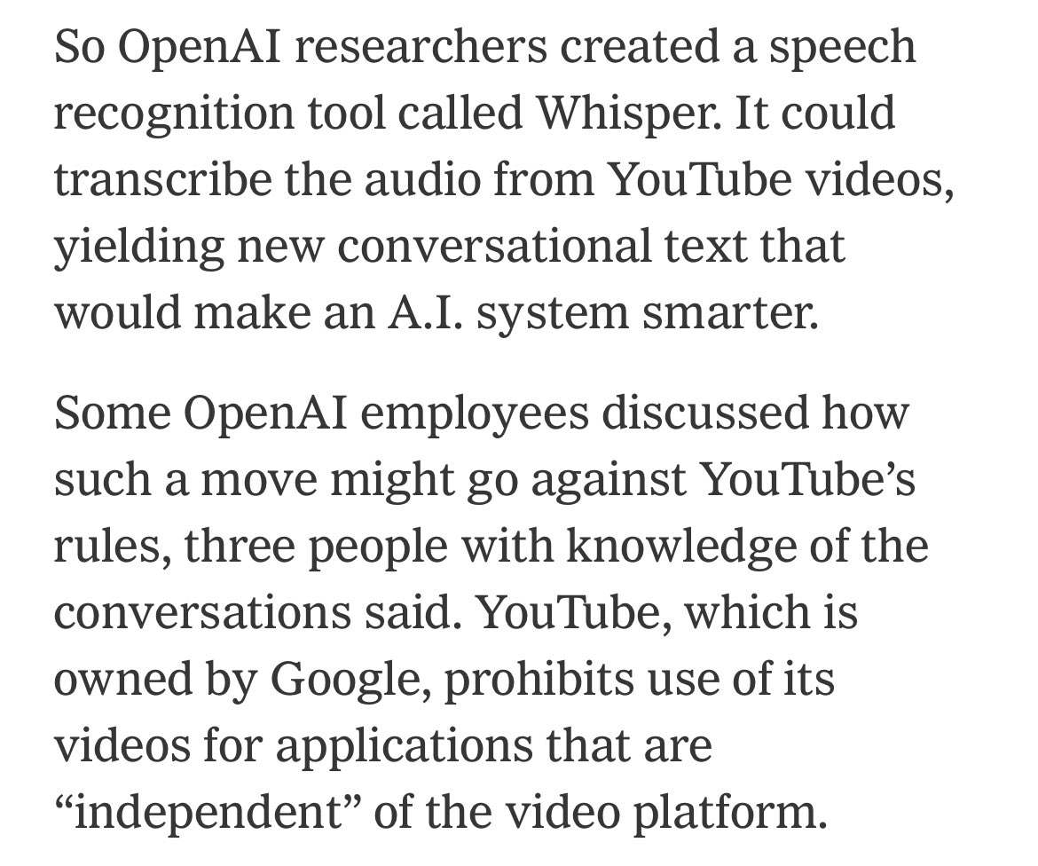 MikeIsaac's tweet image. every company training artificial intelligence models realizes their problem is finding enough data across the internet to make their products live up to their sky-high future expectations 

By @CadeMetz @ceciliakang @sheeraf @stuartathompson @nicoagrant 

nytimes.com/2024/04/06/tec…
