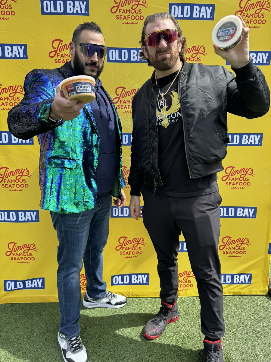 JimmysSeafood's tweet photo. 🧀 We’re loaded up with @arbosdip at @TheTailGOAT today for #WrestleMania! https://t.co/y6FIp7Yo1K