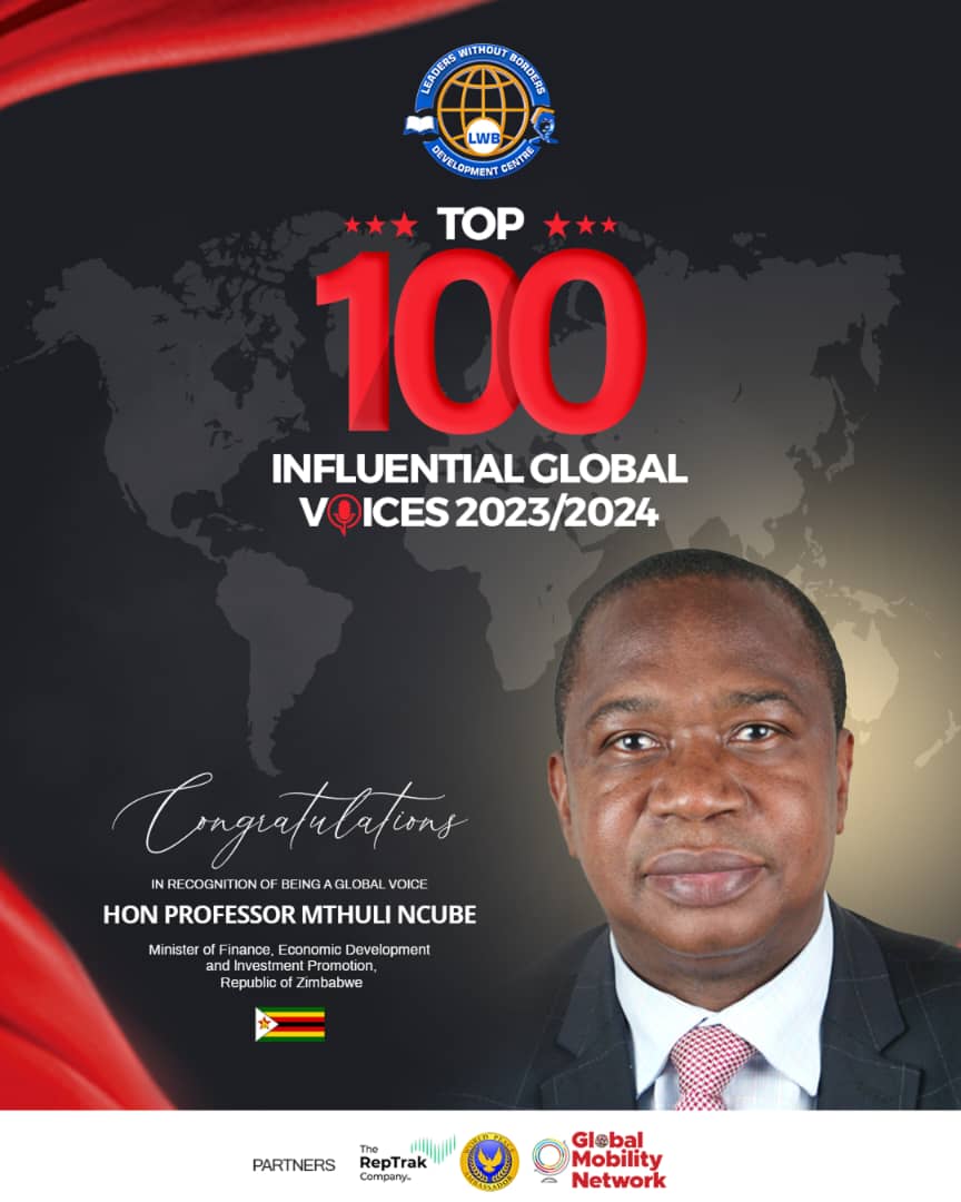 It is an honor to have been named among the 100 most influential global voices for 2023/2024 by the Leaders Without Borders Development Center. I am humbled by this recognition, and I will continue to work and make a positive impact. 🇿🇼🌎  #EconomicStability #InvestmentPromotion