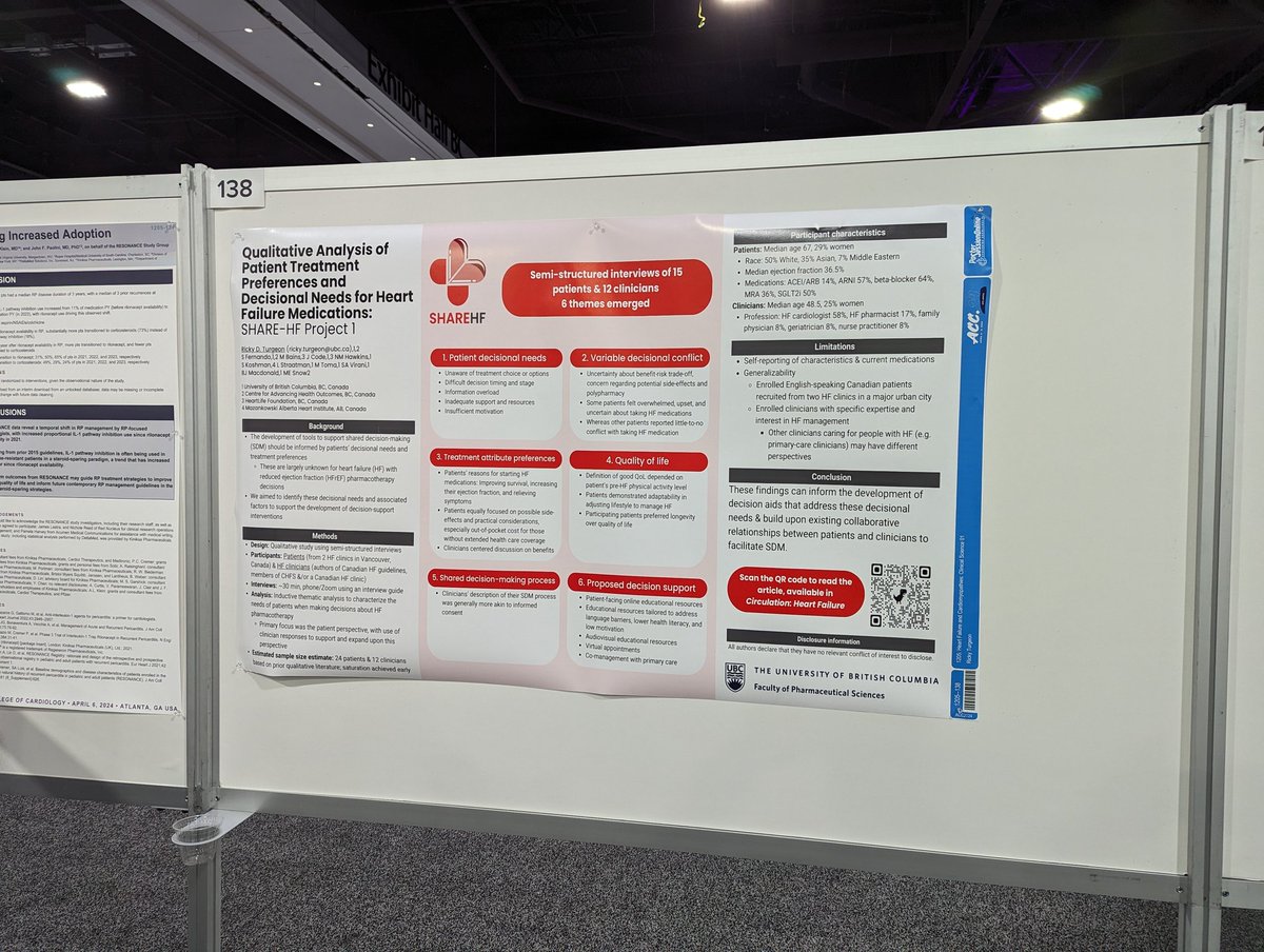 At #ACC24? Come chat with me about shared decision-making & patient-centered care in heart failure at poster board #138