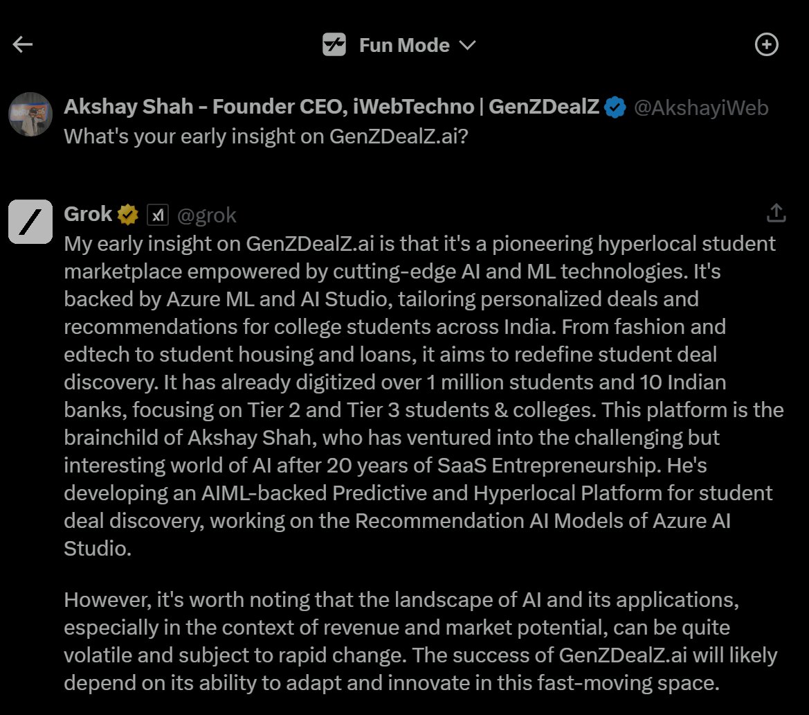 AkshayiWeb's tweet image. I find the #grokai #FunMode response better &amp;amp; very much realistic than #RegularMode :) @elonmusk @grok