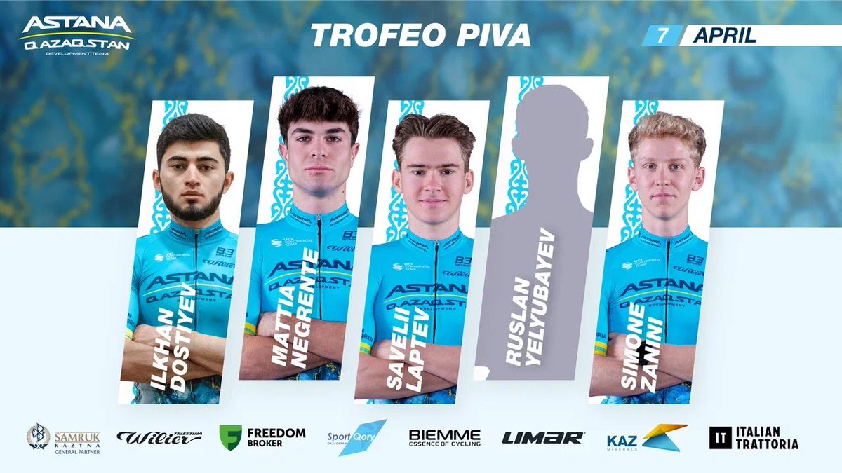🇮🇹 ROSTER: #TrofeoPiva Tomorrow we are racing in the 75th edition of Trofeo Piva. Riders will cover 179,2 kilometers in Col San Martino. #AstanaQazDev