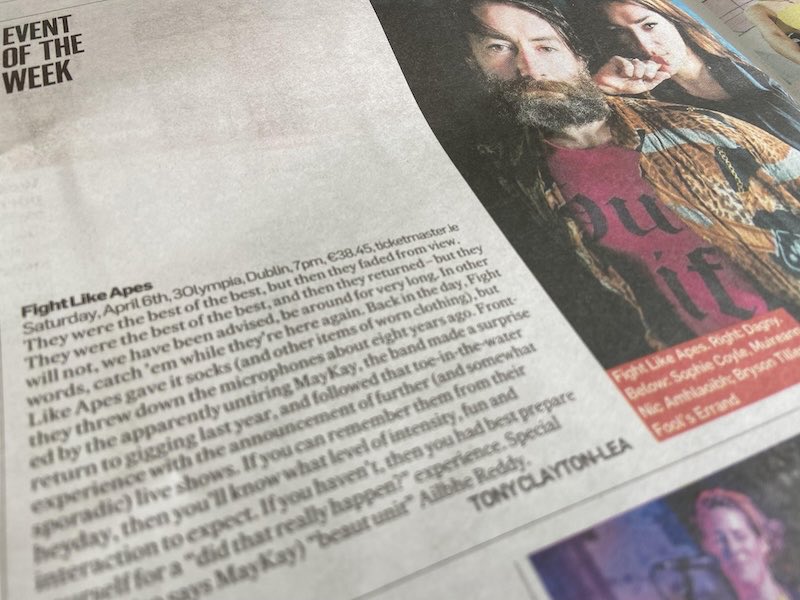 Tony Clayton-Lea (@tonyclaytonlea) on Twitter photo In this weekend’s Ticket <a href="/IrishTimesCultr/">Irish Times Culture</a>, you are reminded to check out these fab arts-related events:
<a href="/fightlikeapes/">Fight Like Apes</a>
<a href="/3olympiatheatre/">3Olympia Theatre</a>
<a href="/Brysontiller/">tiller</a>
<a href="/Vicar_Street/">Vicar St</a>
@DagnyMusic
<a href="/mcd_productions/">MCD Productions</a>
<a href="/sophiecoylefolk/">Sophie Coyle</a>
<a href="/OReillyTheatre/">O'Reilly Theatre</a>
<a href="/MusNetIrl/">Music Network</a>
<a href="/LaoisDeCantalun/">Louise Cantillon</a>
<a href="/TriskelCork/">Triskel Arts Centre</a>
<a href="/BGETheatre/">Bord Gáis Energy Theatre</a> In this weekend’s Ticket <a href="/IrishTimesCultr/">Irish Times Culture</a>, you are reminded to check out these fab arts-related events:
<a href="/fightlikeapes/">Fight Like Apes</a>
<a href="/3olympiatheatre/">3Olympia Theatre</a>
<a href="/Brysontiller/">tiller</a>
<a href="/Vicar_Street/">Vicar St</a>
@DagnyMusic
<a href="/mcd_productions/">MCD Productions</a>
<a href="/sophiecoylefolk/">Sophie Coyle</a>
<a href="/OReillyTheatre/">O'Reilly Theatre</a>
<a href="/MusNetIrl/">Music Network</a>
<a href="/LaoisDeCantalun/">Louise Cantillon</a>
<a href="/TriskelCork/">Triskel Arts Centre</a>
<a href="/BGETheatre/">Bord Gáis Energy Theatre</a>