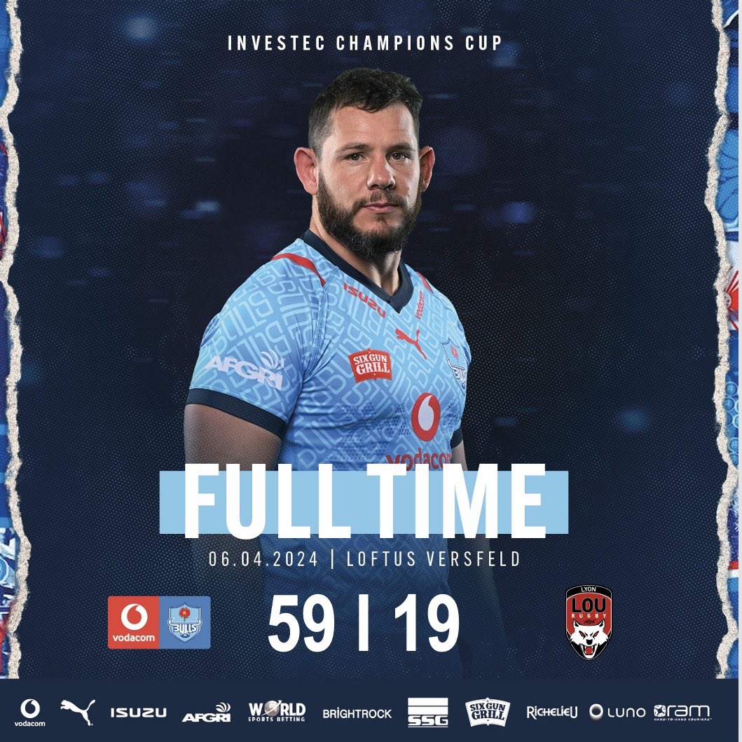 FULL TIME ⚡️🏆🐂

#BackTheBulls

@Vodacom 
@ChampionsCup