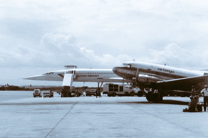 The legendary Concorde.

Airkenya DC3 picking VIP guests from a British Airways Concorde in 1989 at the Jomo Kenyatta International Airport (JKIA)

@Airkenya