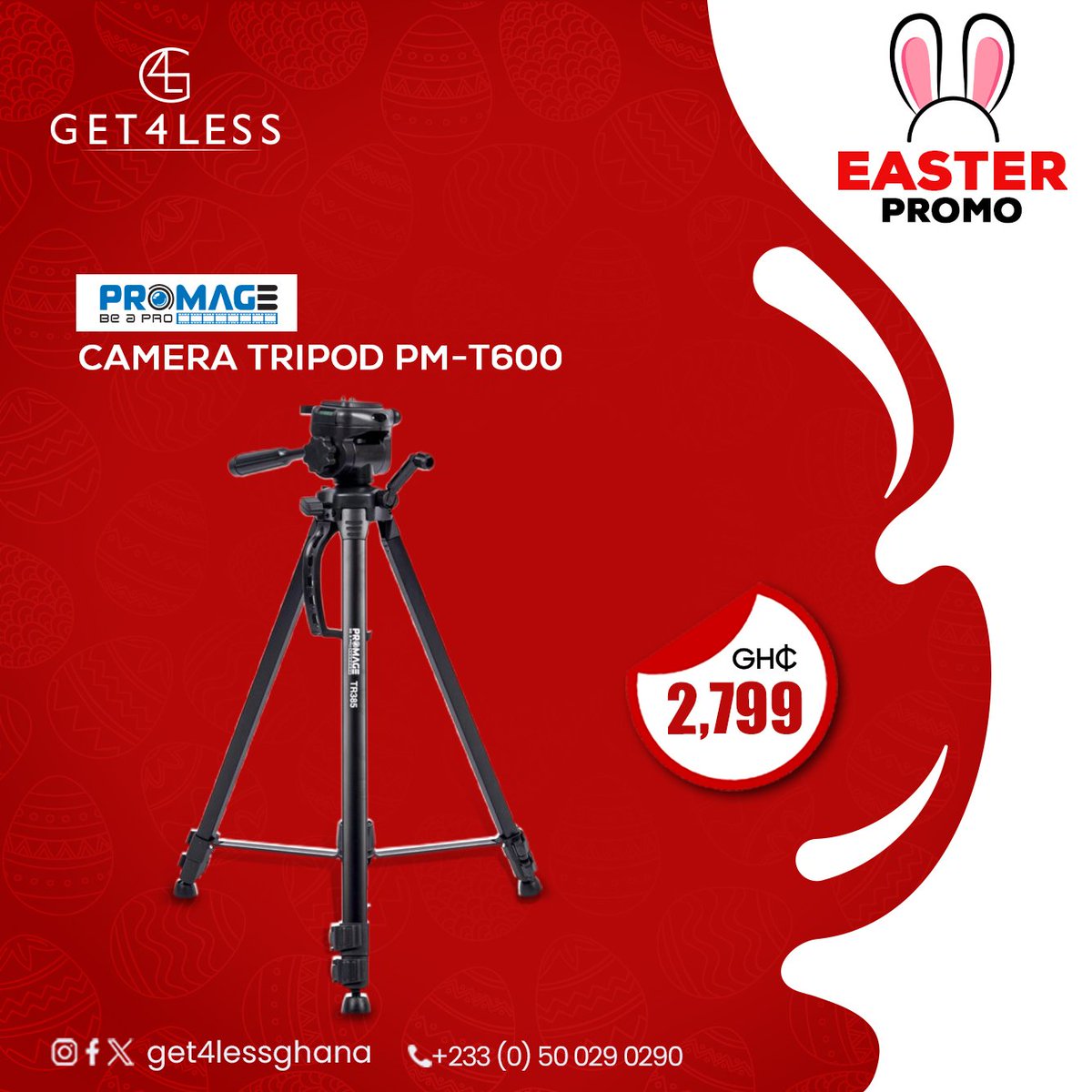 Get4lessGhana's tweet photo. Step up your Easter photography game with
G4L's camera stands! 🐰📸 From Promate to
Promage, find your perfect tripod.
#Get4LessGhana #Easter #promo #promate
#promage #tripod #contentgear
#onlineshopping #explore #fyp https://t.co/1VKg8DlZVK