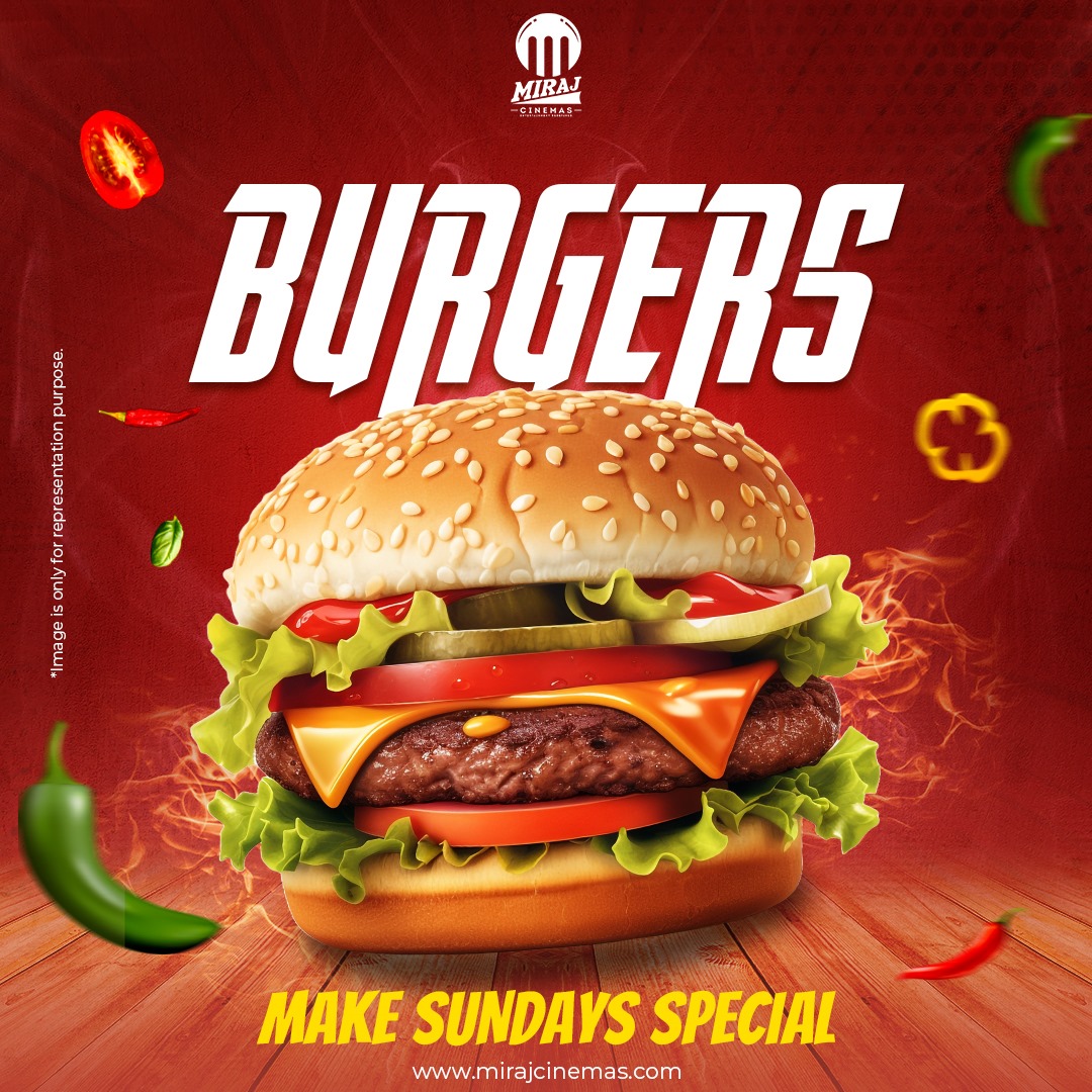 MirajCinemas's tweet photo. Indulge in a cinematic treat at Miraj Cinemas and make your Sundays extra special with burgers! ๐๐ฌ
#MirajMagic #WeekendVibes #Burgers #MovieTreat #SnackTreat #MovieOuting #WeekendPlans #Foodgasm #BurgerLovers #Foodie #MovieTime #SnackTime https://t.co/N7CMr1IrrI