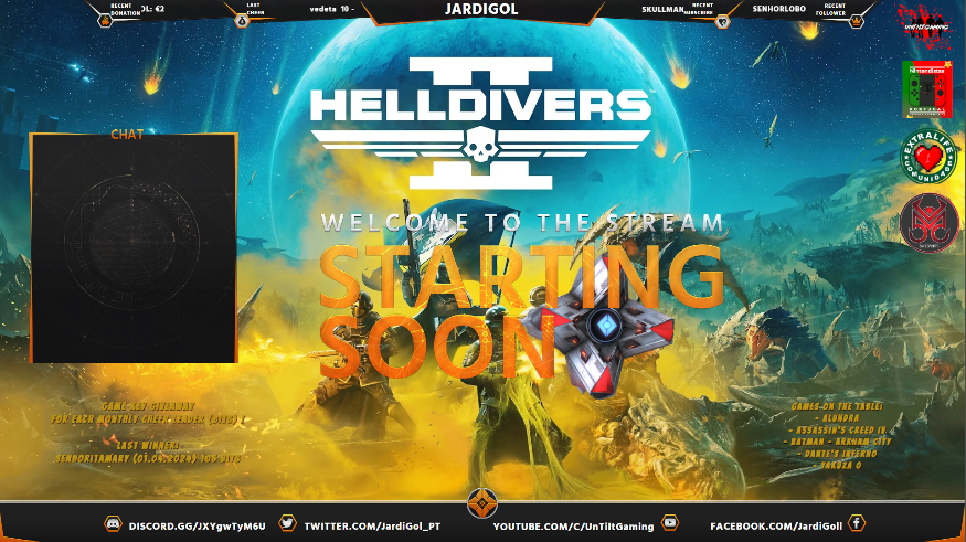 JardiGol_PT's tweet photo. Hello.
I'm starting my LIVE at https://t.co/68tFth6odU and I'm going to play Heldivers II and other games. Feel free to come give me a support watching the Stream. Thank You.
#heldivers2 #jardigol #twitch #streamer #gamer #gaming #videogames #walkthrough https://t.co/1XWPevFHtI