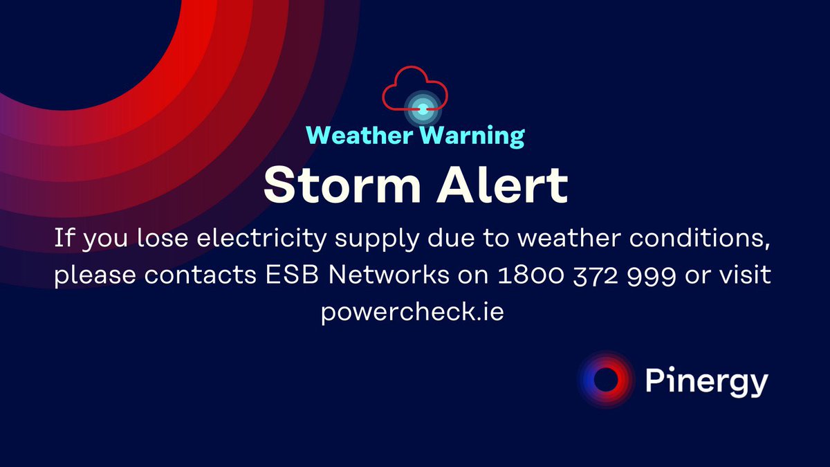 There are severe weather warnings in place today across the country for #StormKathleen ⛈️ If you lose power due to the weather please visit powercheck.ie or call @ESBNetworks on 1800 372 999 for more information. Stay Safe.