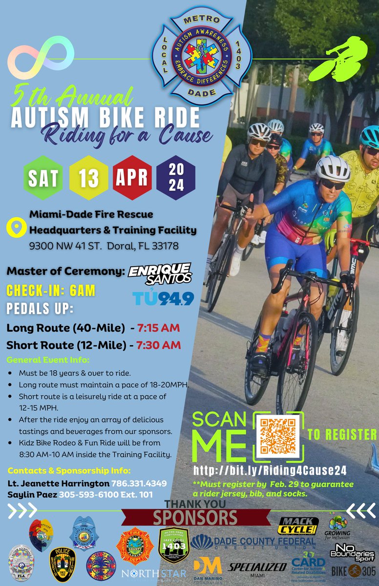 @local1403's fifth annual Autism Bike Ride Riding for a Cause is one week away! 

Join #MDFR personnel in supporting autism advocacy, awareness and education: bit.ly/Riding4Cause24
