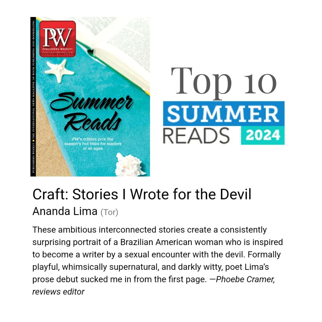 Publishers Weekly picked Craft as a Top 10 Summer Read! 🎉❤️🙏🌞😎😭 (Aaaaaaaaaaaah!!!!) Surprised and thrilled. Thank you so much Publishers Weekly and the wonderful reviewer. Can't wait for the Summer! 🥹🌅