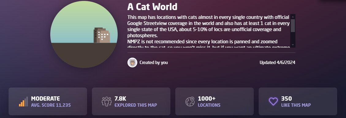 MeowTomcat's tweet photo. We finally did it! I'm happy and proud that we now have 1k+ locations with kitties all over the world on a cat map!🐈🥳 #GeoGuessr #catsongooglemaps #cats https://t.co/KGinxycTel