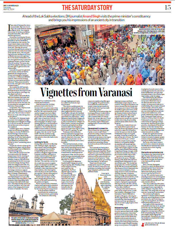 A decade after the PM promised Banarasis that he would make it a "world-class city", I went around Kashi, looking for Kyoto. But its lanes, dotted with heaps of trash, cow dung and paan stains, speak otherwise. Read here: deccanherald.com/india/vignette…