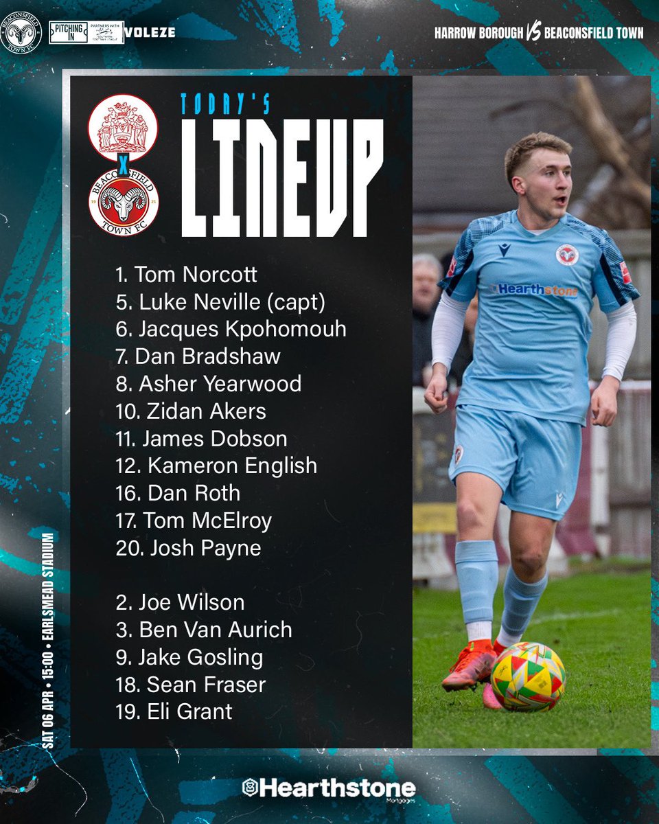 Your Rams team today! Two changes from Tuesday night with Josh Payne and Kam English replacing Sean Fraser and Jake Gosling in the starting line-up. Come on your Rams! 🐏