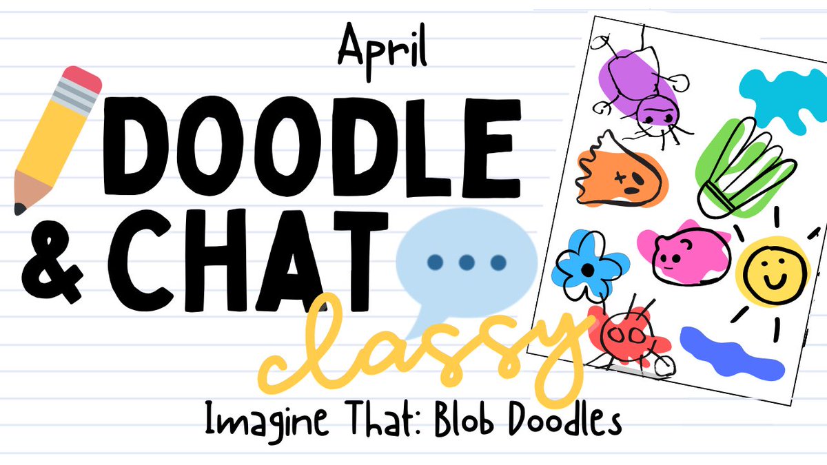 It’s Doodle and Chat Classy👑 week. This week Carrie and Mandi are imagining and doodling on blobs!! ⏰ Set your reminders: THIS MORNING 4/6 AT 9:33-ish a.m.CST ✂️ Get your supplies ready: Paper, markers, a pen 🎙️ Join us LIVE: youtube.com/live/2w_JNlvXZ… #DoodleAndChat