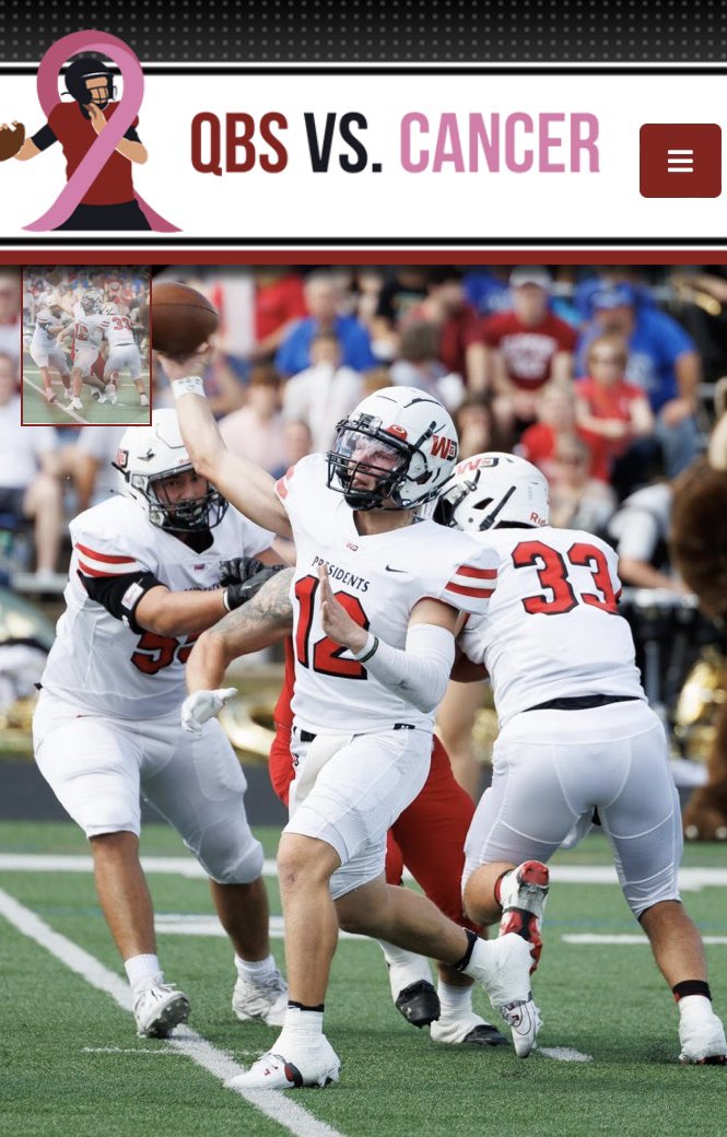 We are excited to have <a href="/Jake_Pugh12/">Jake Pugh</a> join our mission as a D3QB fighting cancer.  Jake is a junior at Washington &amp; Jefferson College in Pennsylvania.  All money raised by Jake will go towards Relay for Life of Sewickly Valley.  Thank you Jake!!!
