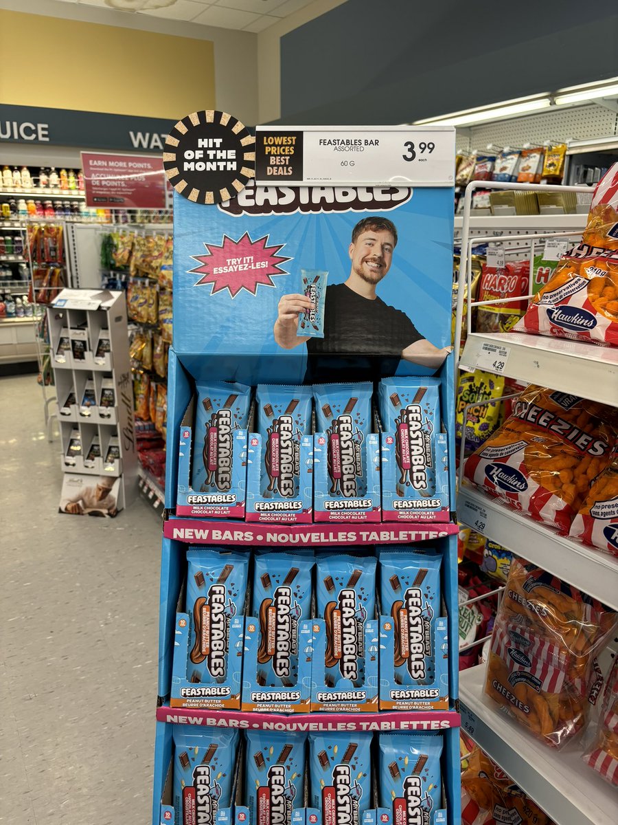 When your at the local @ShopprsDrugMart in #Ottawa #Canada and you see @MrBeast ‘s #Feastables you know you have to try a few!!! #TheseThingsAreGreat #NotBadChamp #NotBad #Yum I wonder if Mr. Beast would make me the face of Feastables in Canada?!?! How about it Mister?!?!