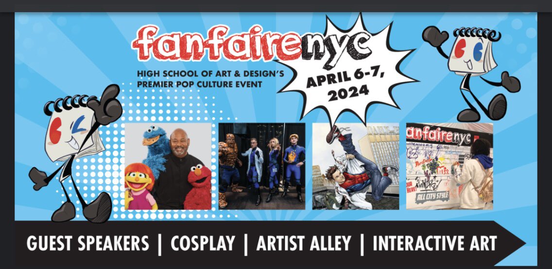 NERD OUT: Headed to HS of Art + Design’s annual FanFaireNYC comic con event. Student artists side by side with the pros, live drawing, vendors + more. Last one before congestion pricing!